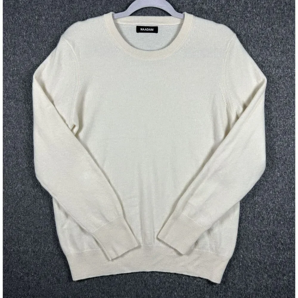 NAADAM The Original 100% Cashmere Crewneck Sweater - Off-White Ivory / Size L